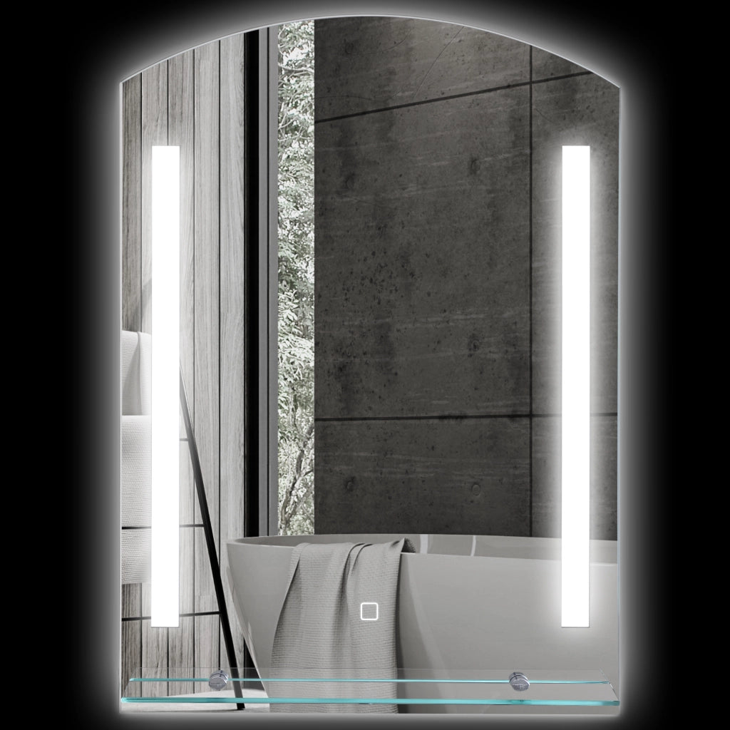 Specchio Bagno con Luci LED e Ripiano Vetro ¨C Minimal ¨C 70x50 cm