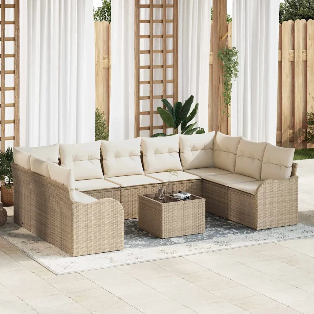 Set Divano da Giardino Beige polyrattan