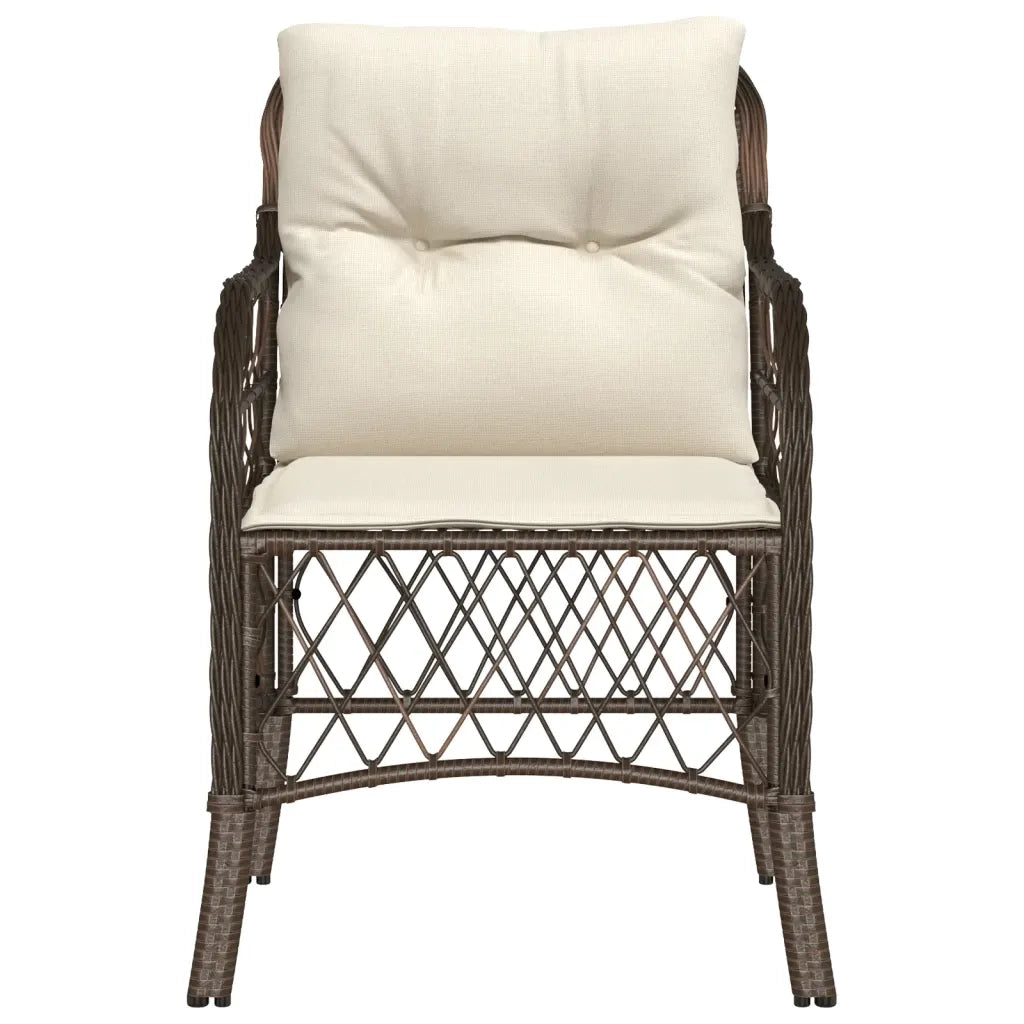 Sedie da Giardino con Cuscini 2 pz | Sedie da Esterno Marroni in Polyrattan