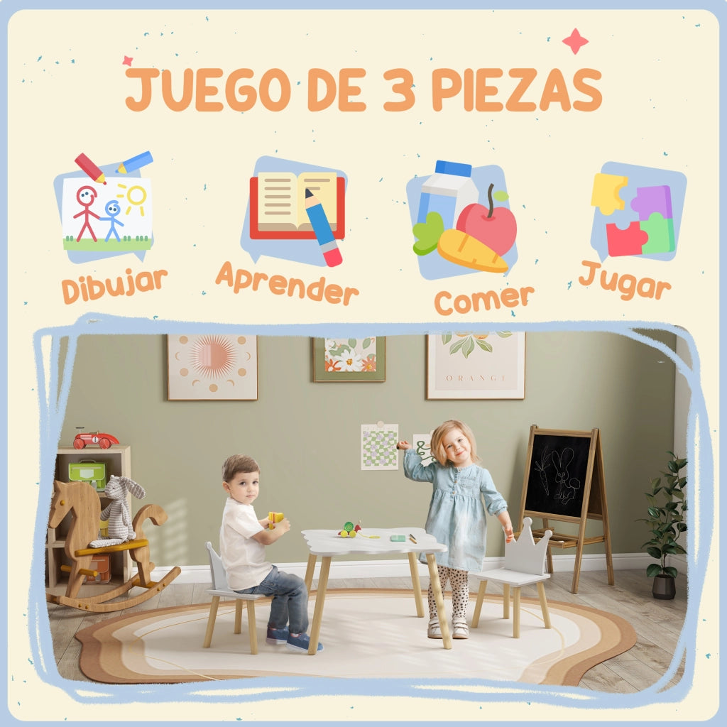 Tavolo da pranzo con 2 sedie ¨C Minimal ¨C bianco e legno 60x60x44 cm