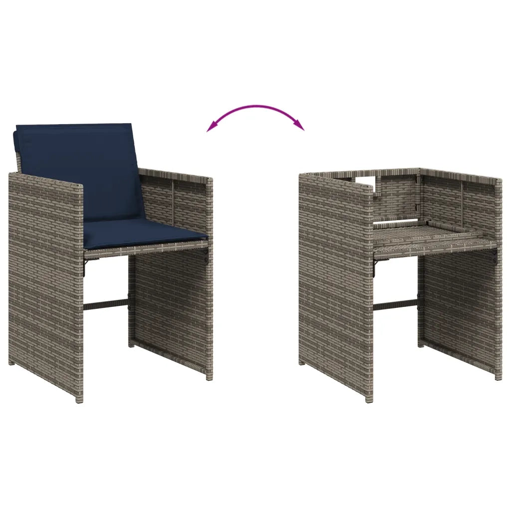 Set da pranzo da giardino da 11 pz con Cuscini in Polyrattan Grigio 3278064