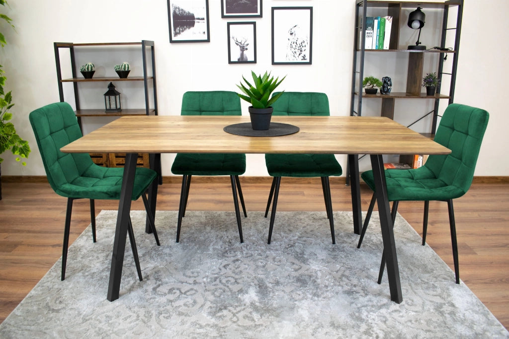 Sedia Valora PYRA in velluto verde scuro, design moderno x4