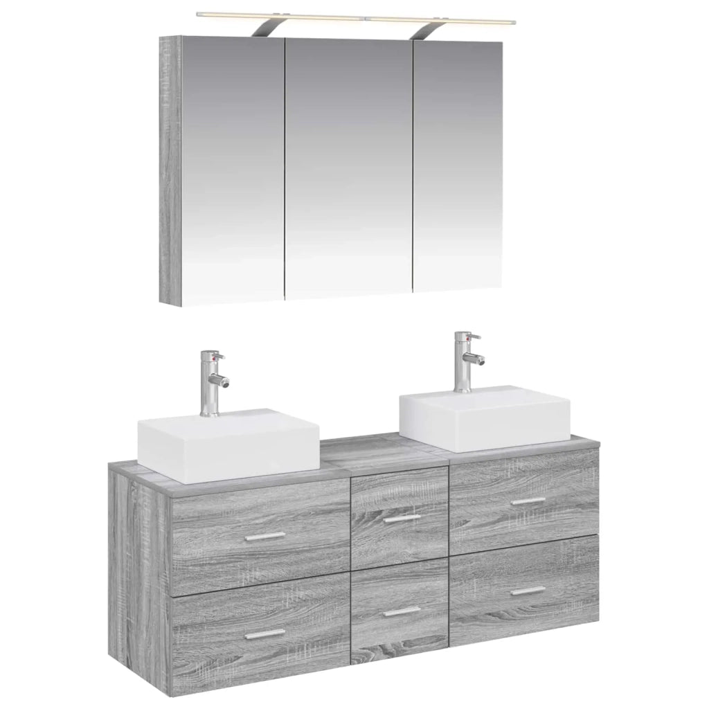Set di mobili per il bagno 4 pz Sonoma grigio 3406820