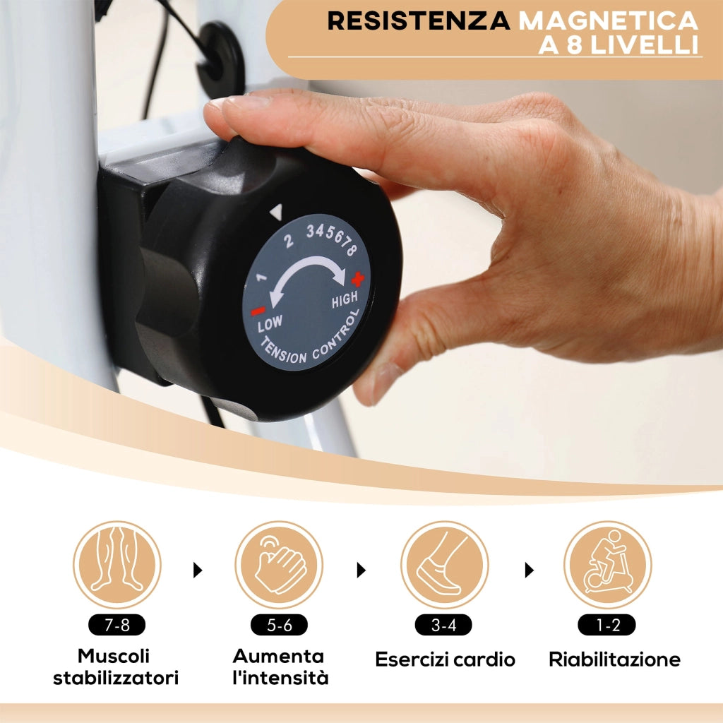 Cyclette Pieghevole Magnetica 8 Livelli Display LCD 97x43x110 cm Nero