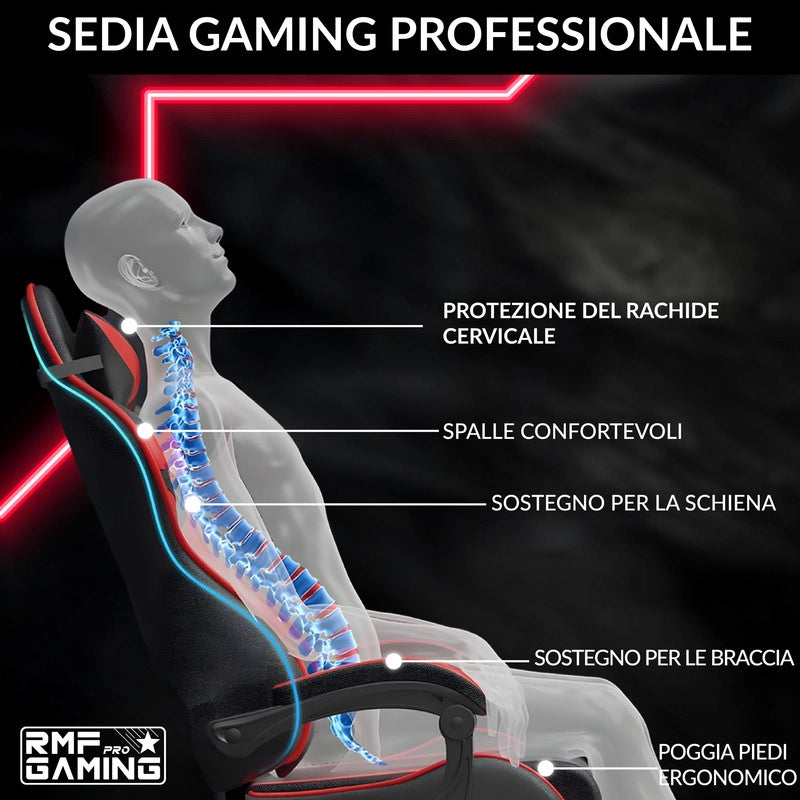 SEDIA DA GAMING COLORE ROSSO-NERO