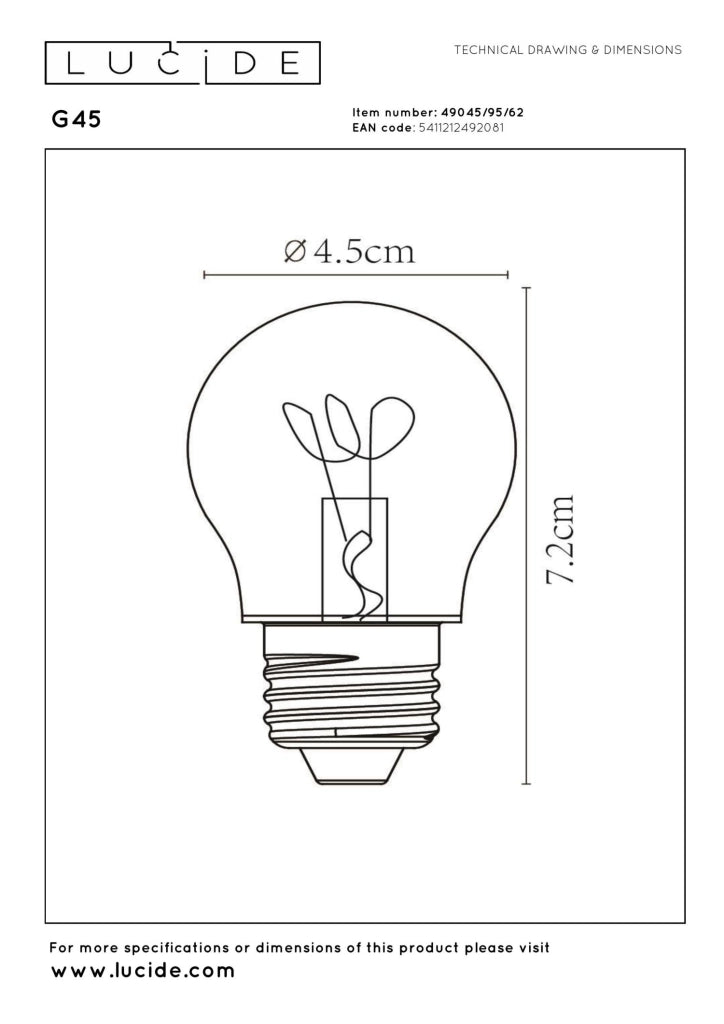 Lampadina LED filamento E27 3W ambra sfera Lucide