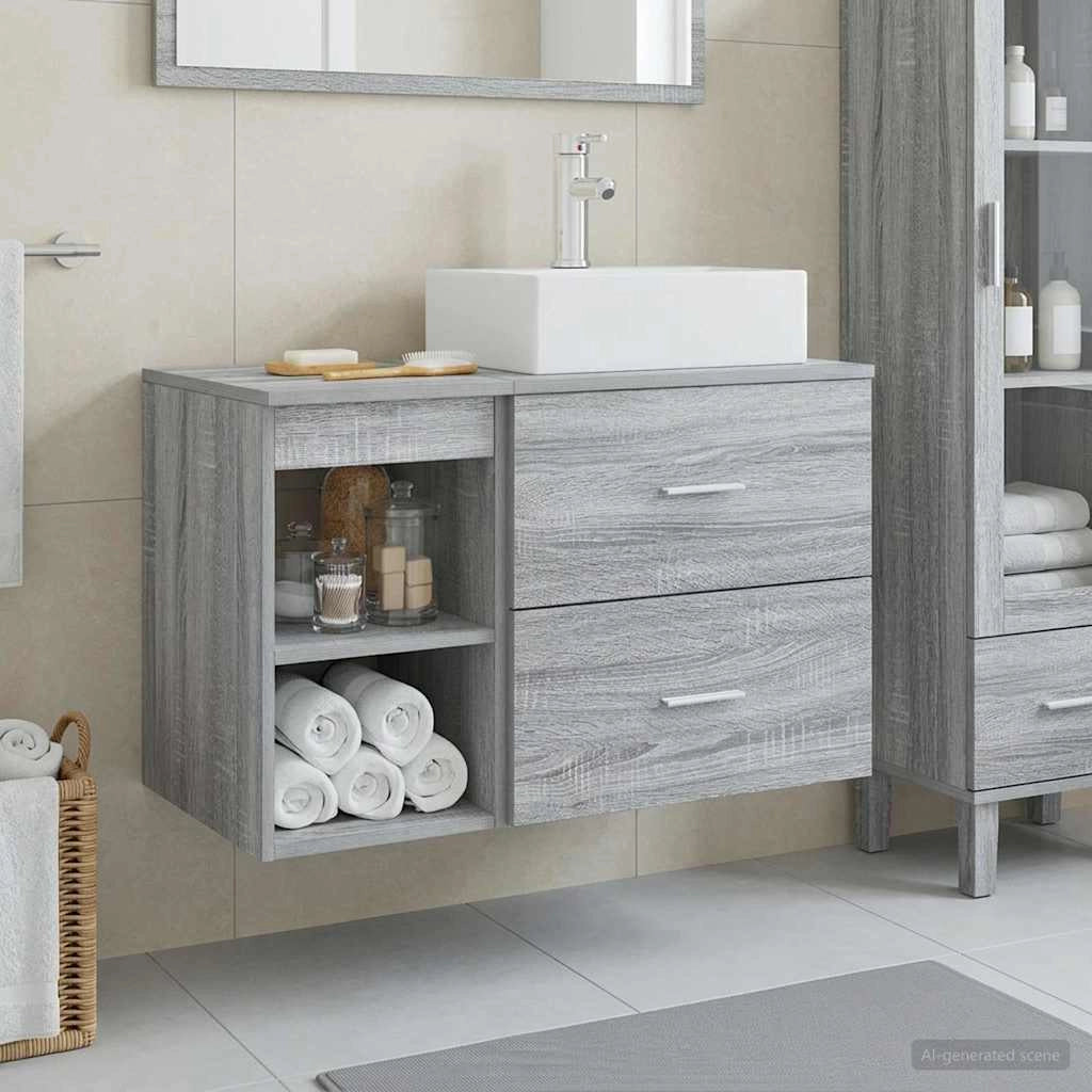 Set di mobili per il bagno 2 pz Sonoma grigio 3403893