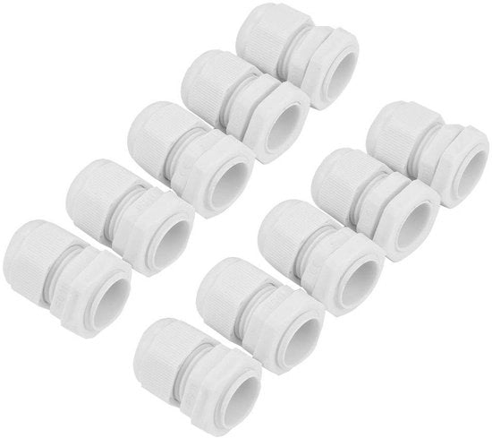Set da 10 pezzi - Connettori a cavo in nylon - Impermeabili IP68 - Bianchi - Accessori elettrici - Adatti a diverse applicazioni