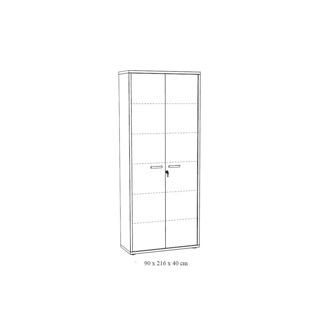 Armadio da Ufficio - Mobile con 2 Porte e scaffali in grigio effetto legno | Collezione SOON | Meublorama