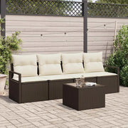 Set di divani 5 pcs Marrone e Crema polyrattan