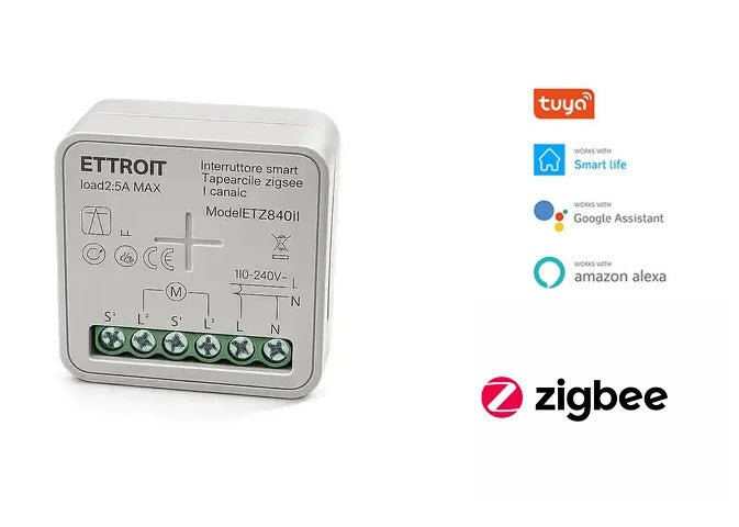 Interruttore Smart Zigbee Tapparella 1 Canale 2.5A Modulo Controllo Motore Compatibile Tuya Alexa Google