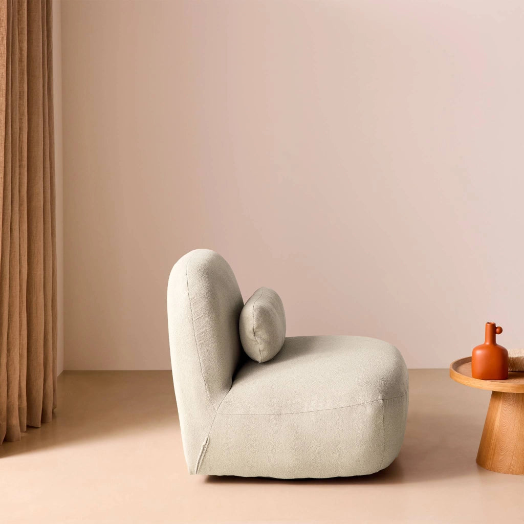 Poltrona girevole 360° bouclé, crema