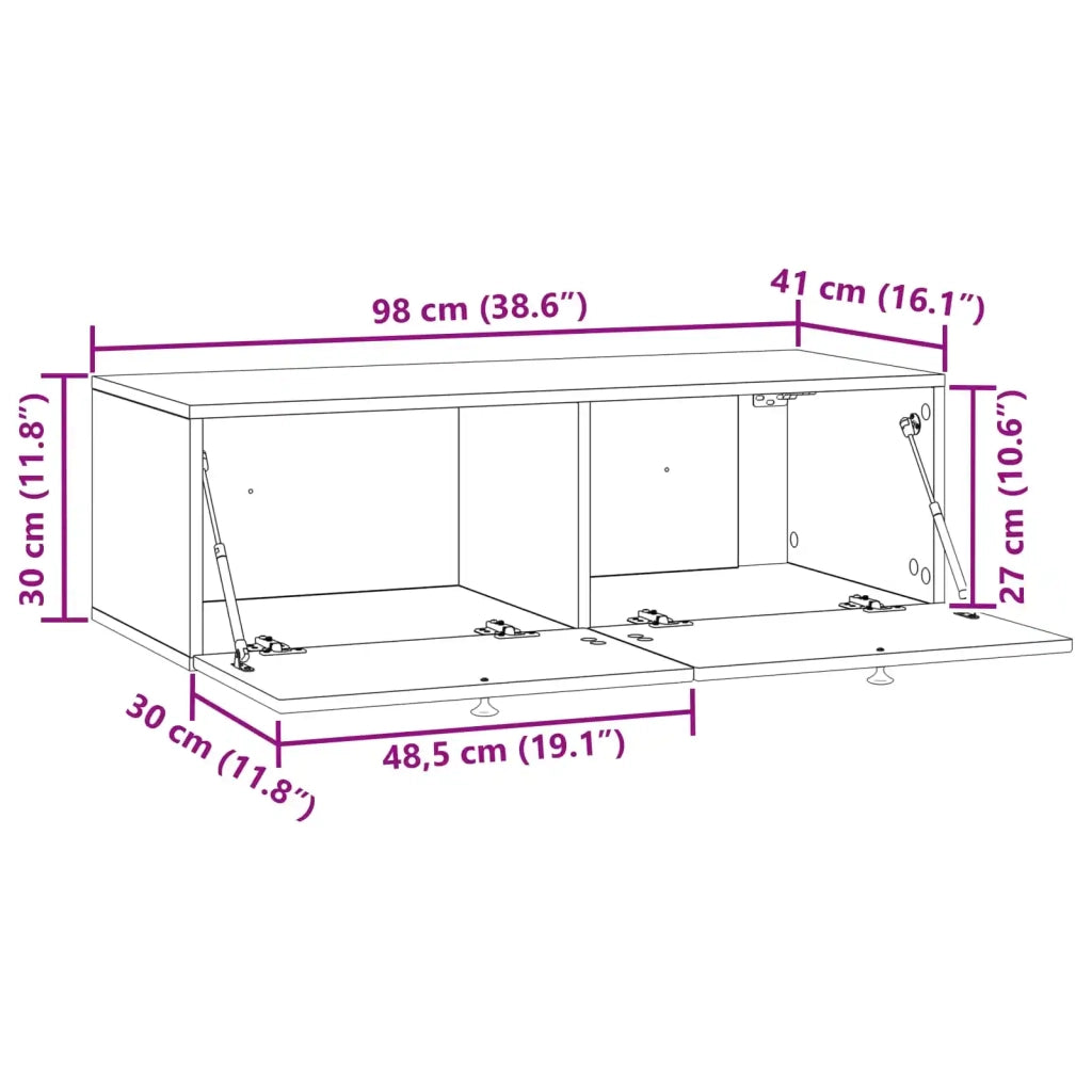 Mobile Porta TV da Muro-Credenza per TV sospesa Legno antico 99 x 41 x 30 cm