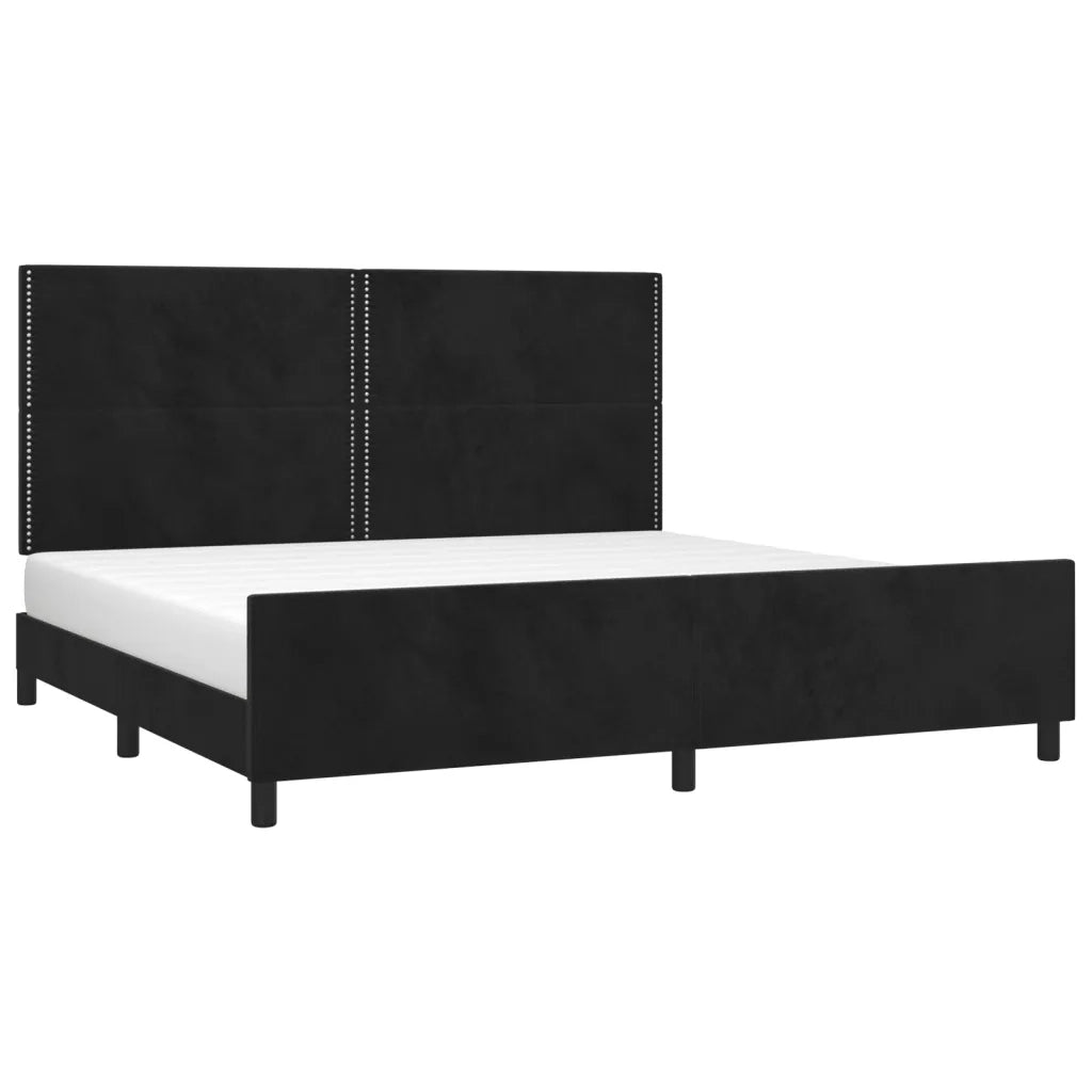 Giroletto senza Materasso Nero 200x200 cm in Velluto