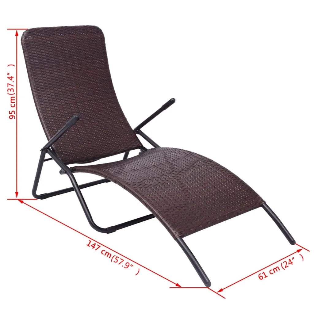 Lettino Prendisole Pieghevole in Polyrattan Marrone 42945