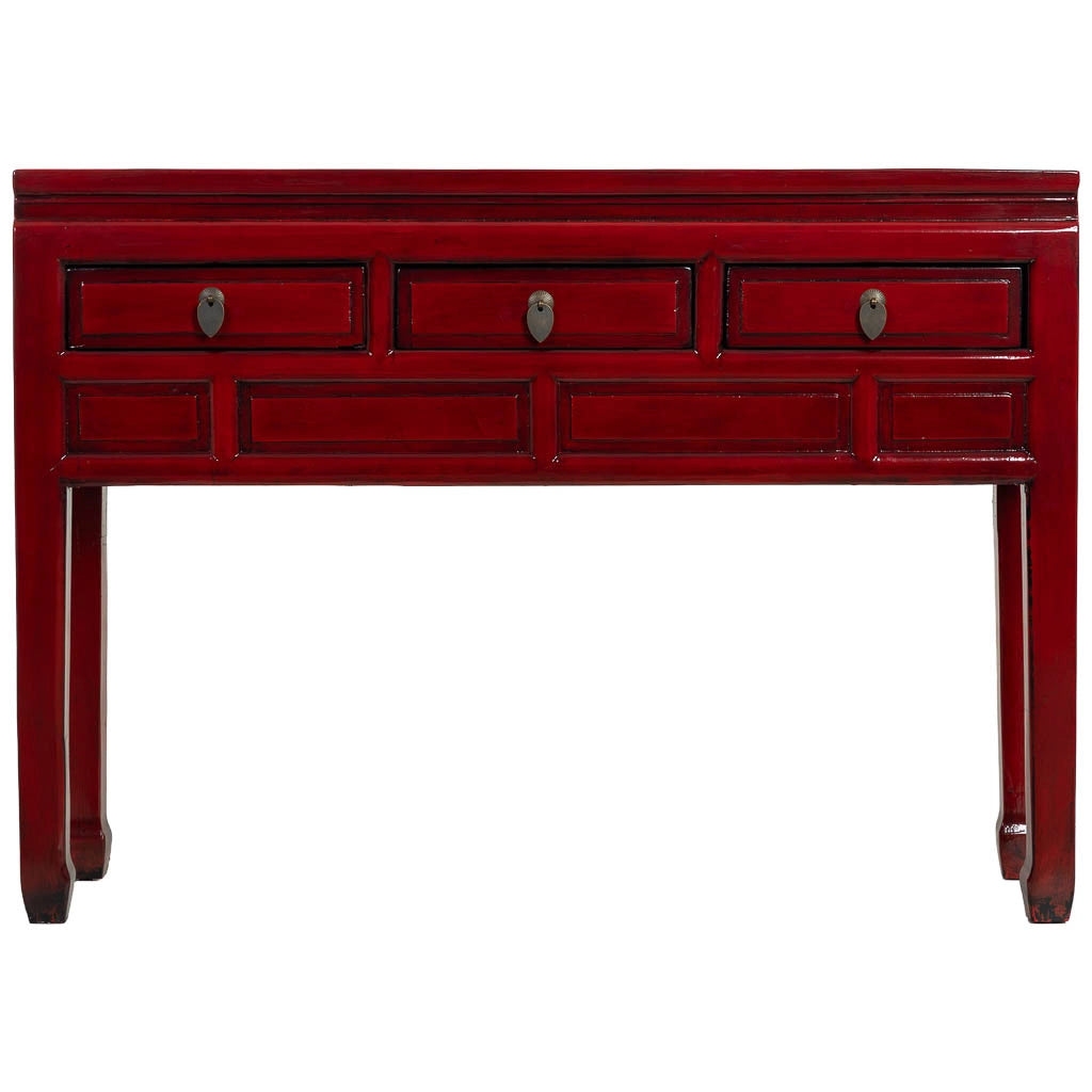 Mobile da ingresso in legno rosso 129x30x89h cm