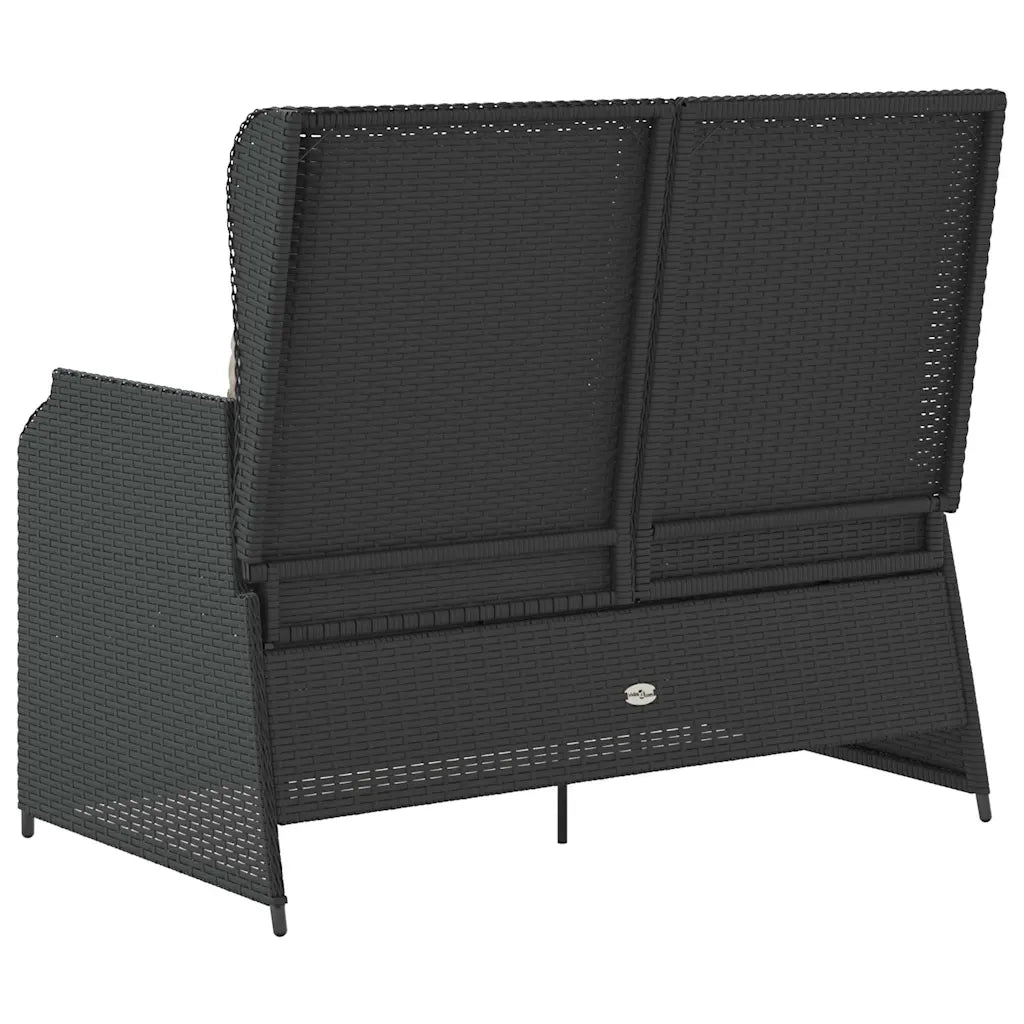 Panca Reclinabile da Giardino con Cuscini Nera in Polyrattan 368937