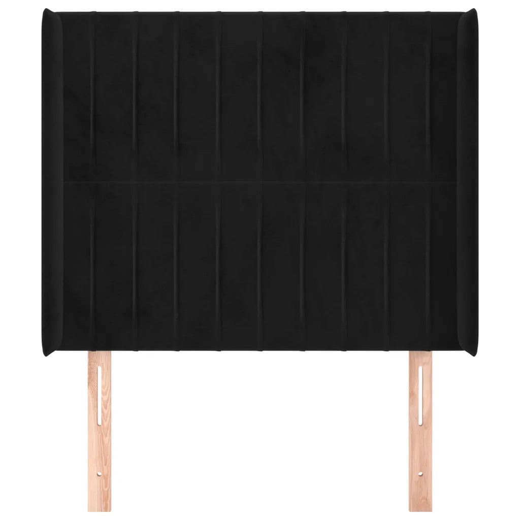 Testiera ad Orecchio-Testata con Orecchie Nera 93x16x118/128 cm in Velluto 213923