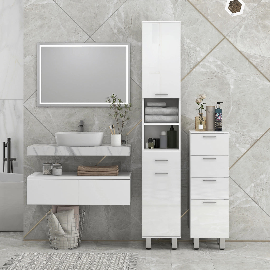 Mobile da bagno con cassetti ¨C Minimal ¨C Bianco 30x30x93