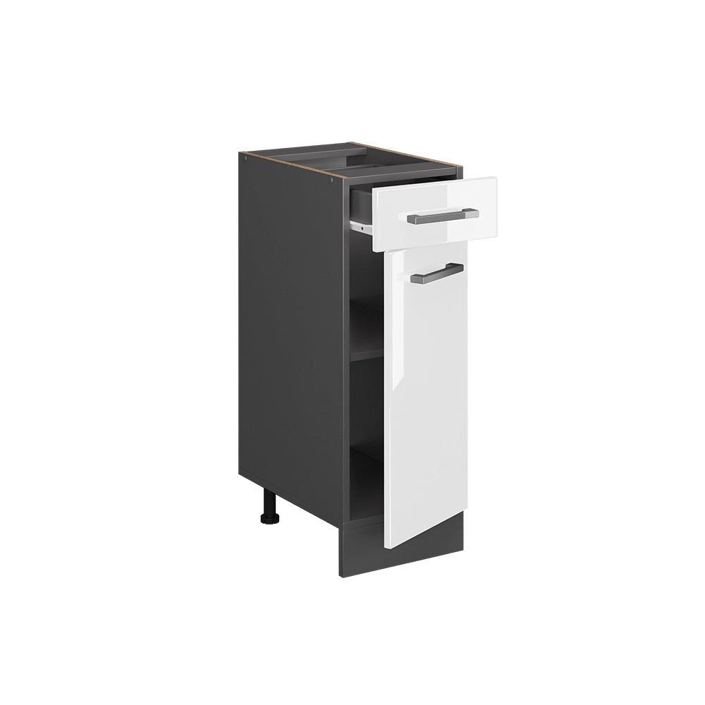 Mobiletto base per cucina R-Line Bianco lucido/Antracite 30 cm, PL Rovere Vicco