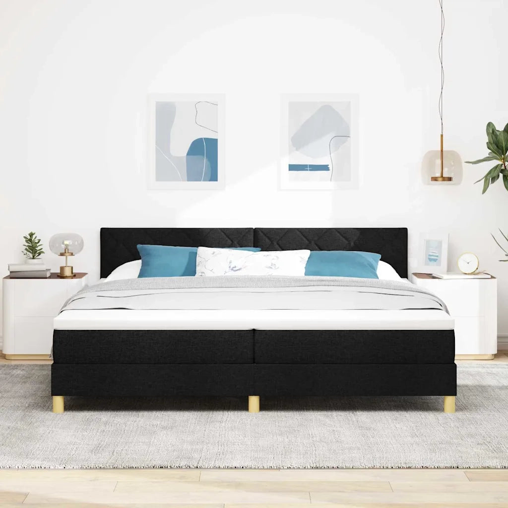 Letto a Sorgente LED con strisce LED Nero 200 x 200 cm Tessuto 3342543