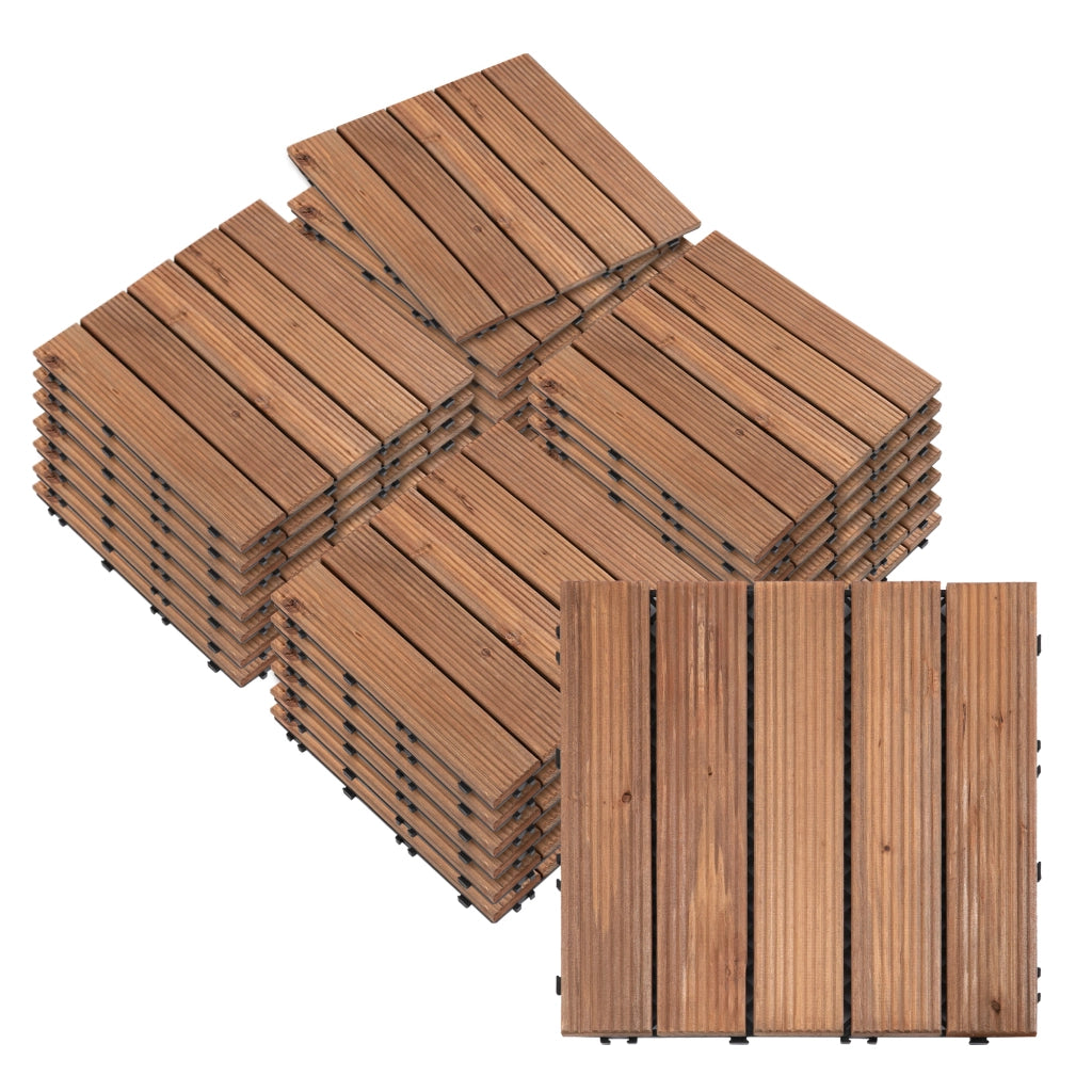 Set 27 Piastrelle Pavimento Esterno Legno a Incastro ¨C Xylo ¨C 30x30x2.5cm
