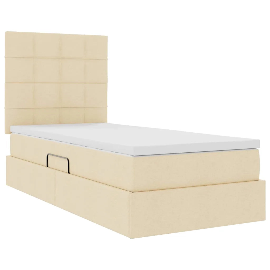 Letto con contenitore e LED Crema 100 x 200 cm Poliestere