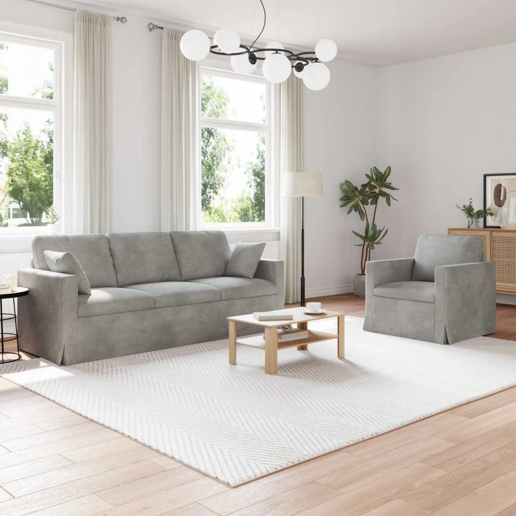 Set di divani 2 pcs Grigio chiaro 198 x 78 x 80 cm Velluto 3407595