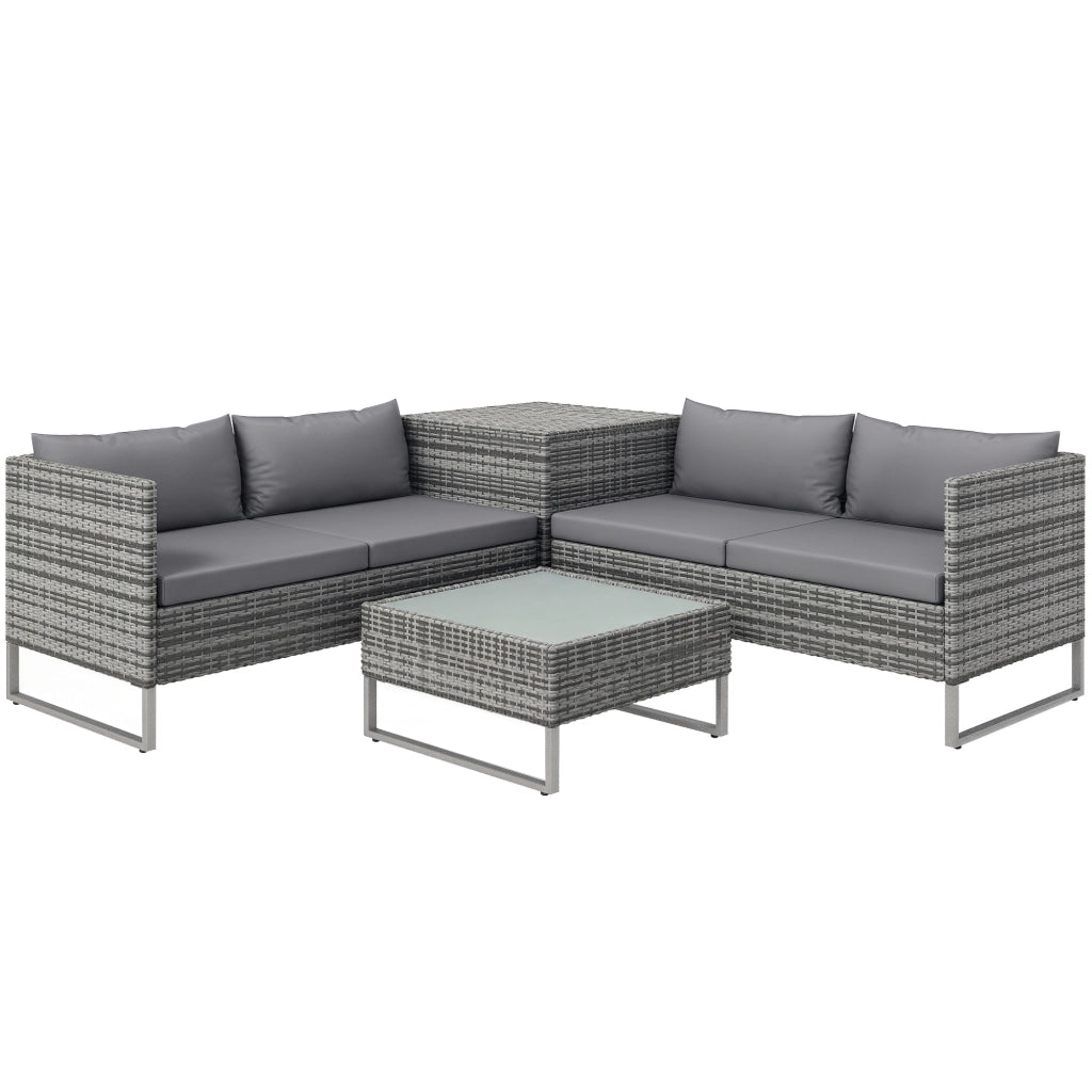 Set da Giardino 4 Pezzi con Divani e Tavolini ¨C Minimal ¨C Acciaio e Rattan