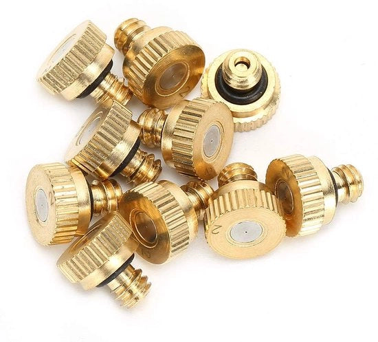 Vernevelingsnozzoli a bassa pressione 10 pezzi - Ottone - Corrosione resistente - Bocchetta di aspirazione - Diametro foro 0,2 mm