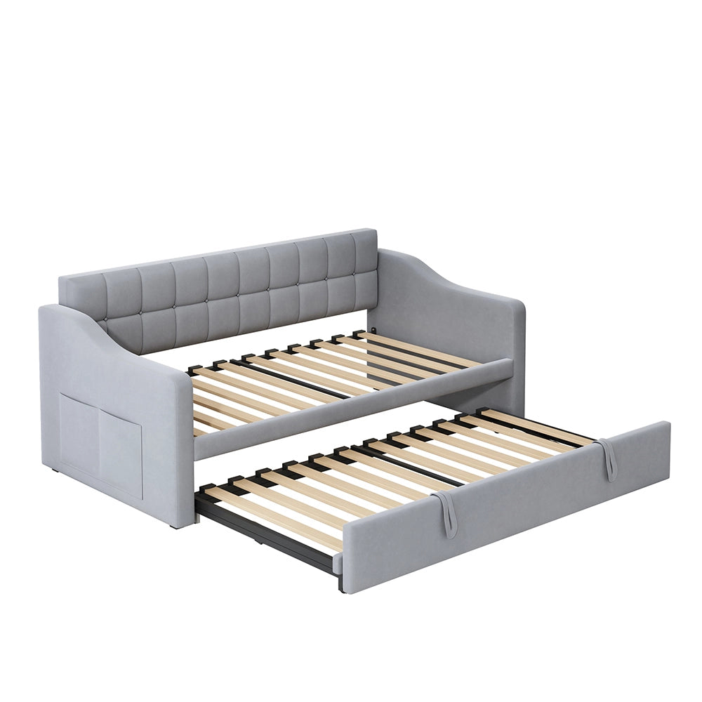 Divano letto 2 in 1 - Xylo - 90/180 cm velluto grigio chiaro