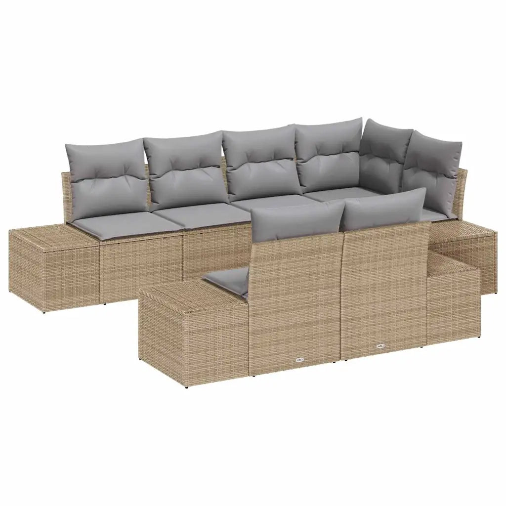 Set Divano da Giardino 7 pcs Beige e Grigio Chiaro polyrattan 3355769