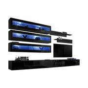 Set di mobili sospesi con LED della collezione FLY J2. Colore nero.