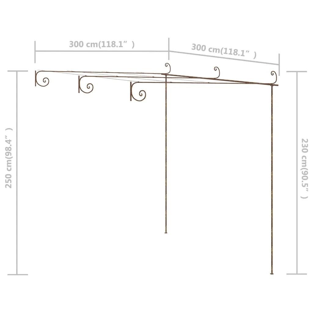 Pergolato da Giardino Marrone Anticato 3x3x2,5 m in Ferro 313997