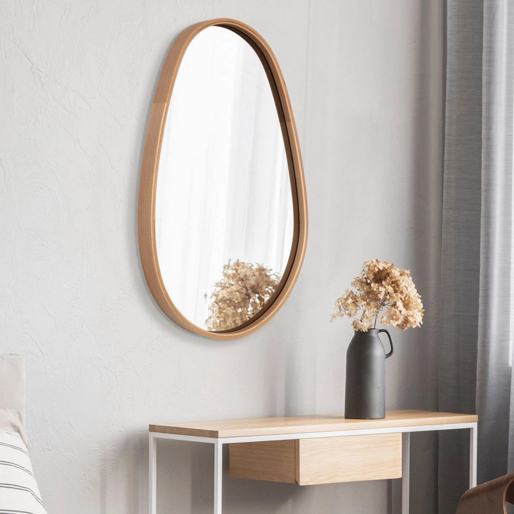 Carcina, Specchio Forma Ovale, 45x70h cm Marrone Rovere