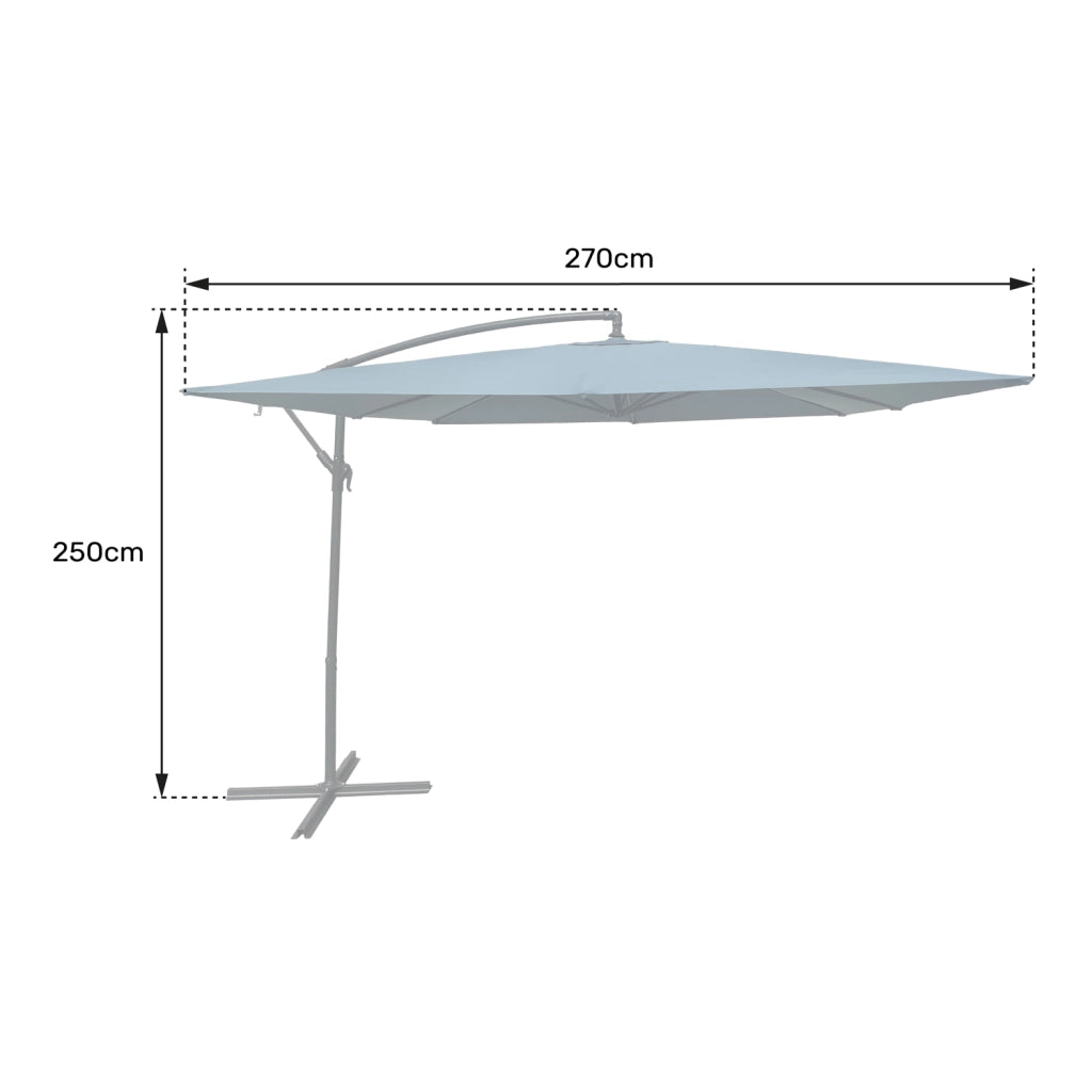 Parasole offset MOLOKAI quadrato 2,7x2,7m rosso + copertura