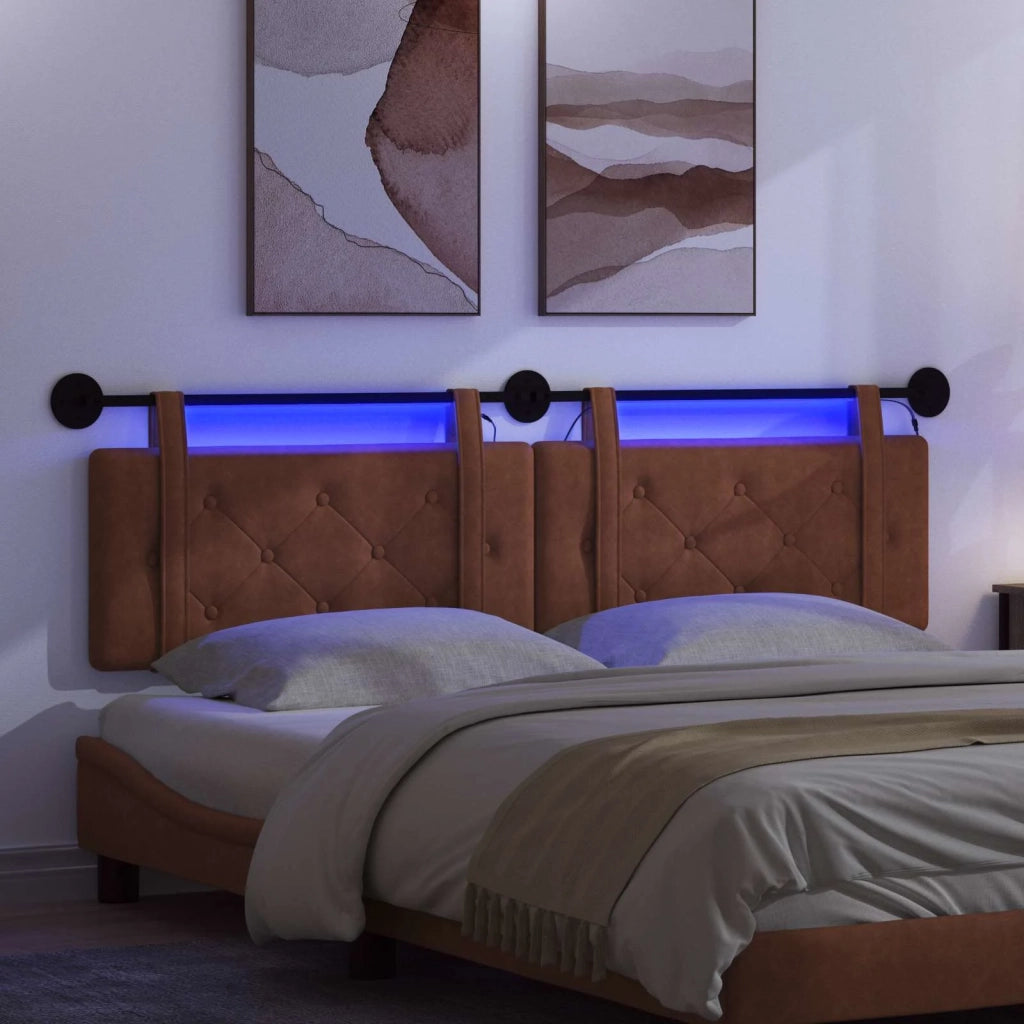 Testiera sospesa Con luce LED Marrone PU Antico 3424242