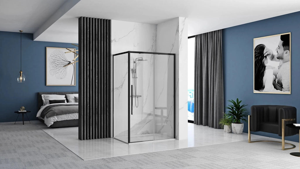 Cabina Doccia Solar Black Mat 100x80 senza piatto doccia