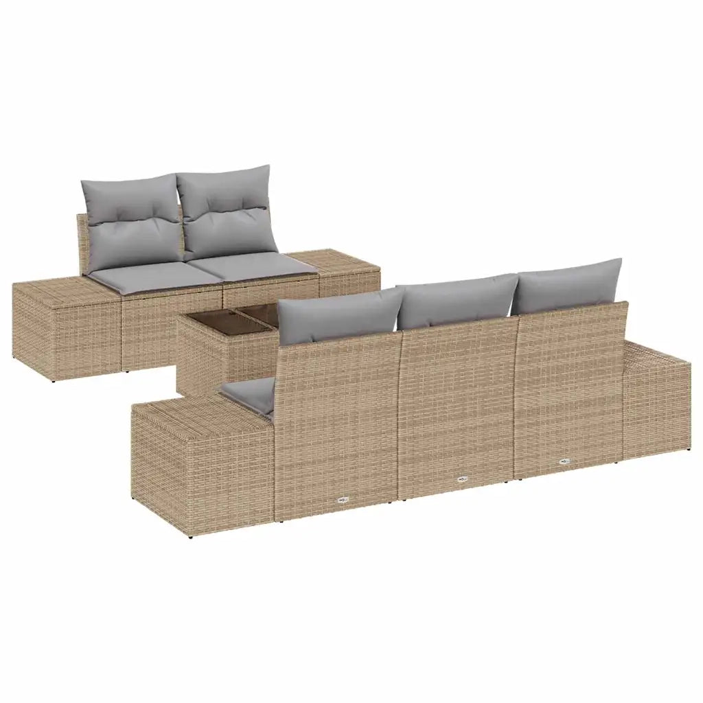 Set Divano da Giardino 6 pcs Beige e grigio polyrattan 3355609