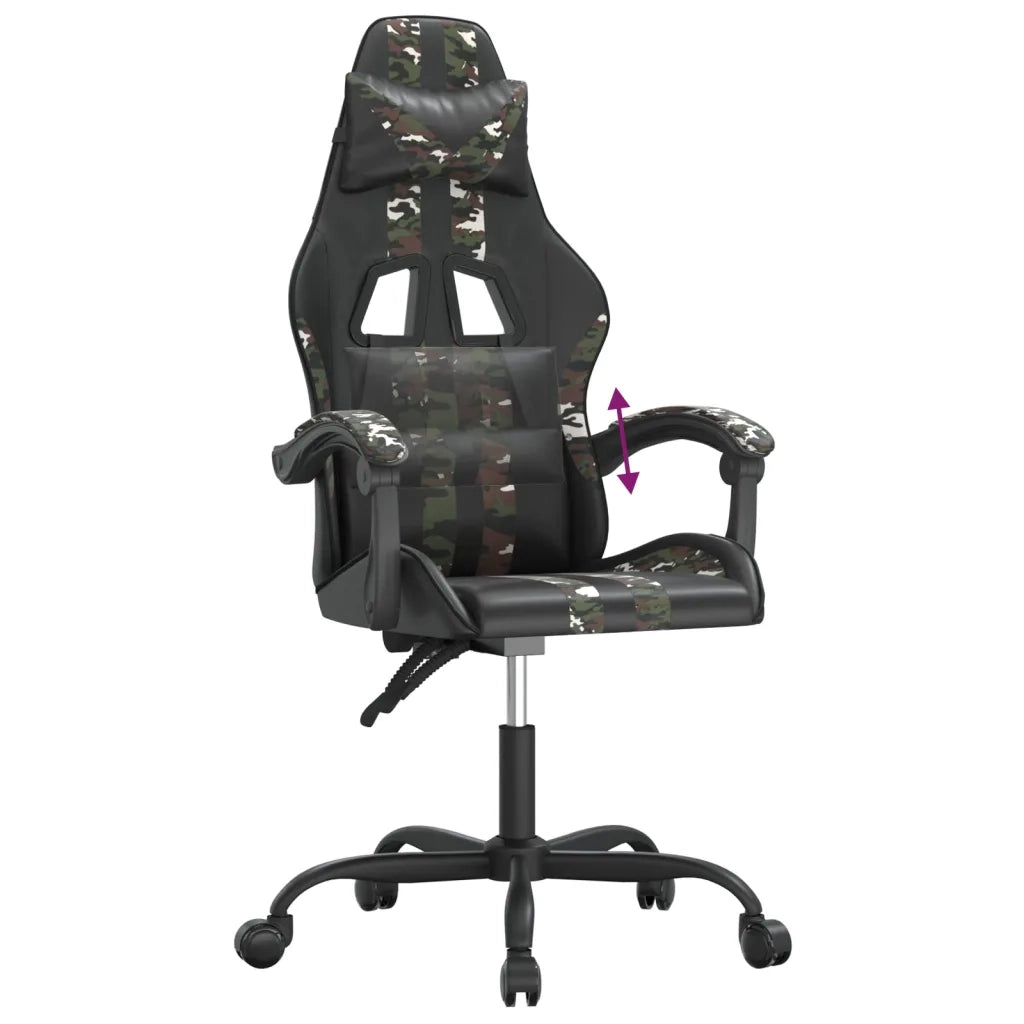 Sedia da Gaming Nero e Mimetico in Similpelle 3143829