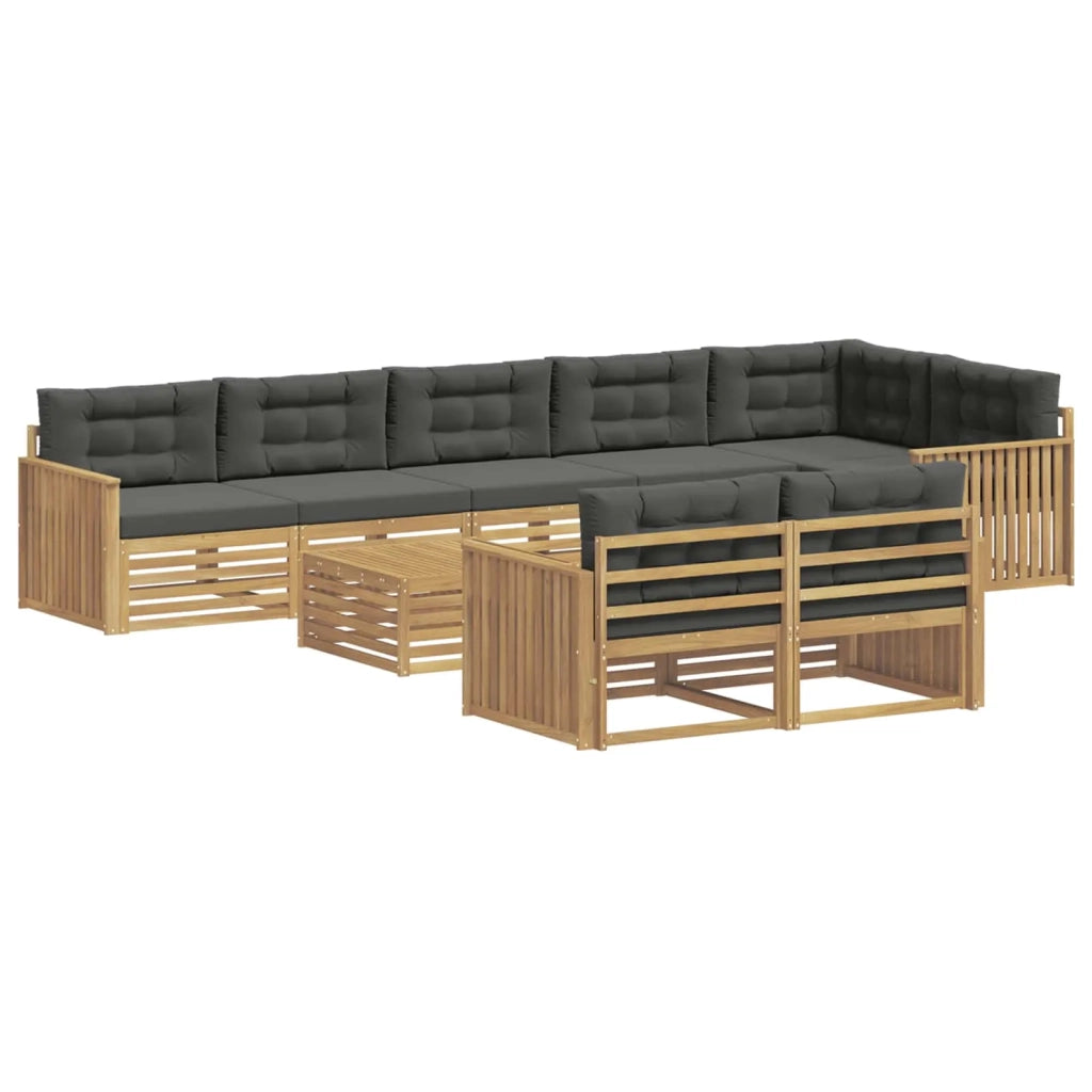 Set di divani da esterno 9 pz Bianco e Antracite Poliestere 3390722