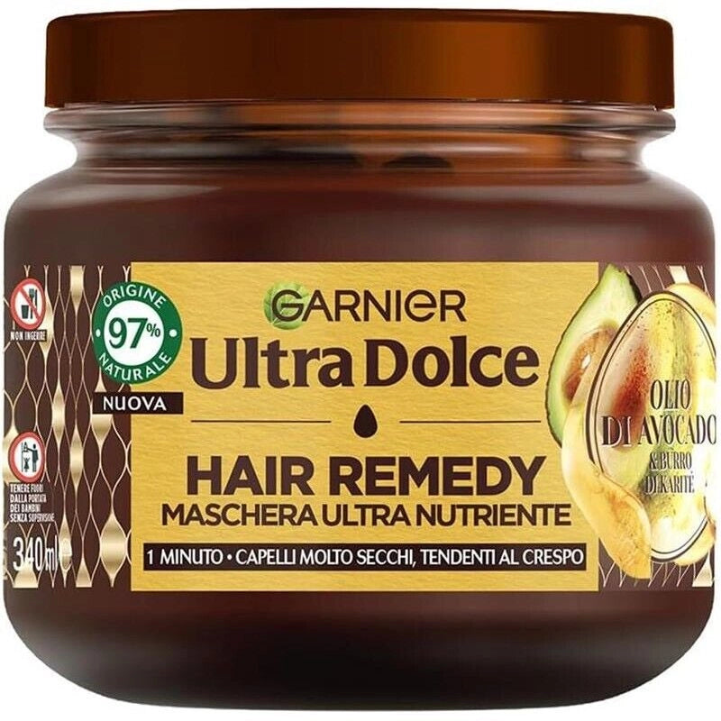 GARNIER ULTRA DOLCE MASCHERA NUTRIENTE PER CAPELLI SECCHI E CRESPI IN 1 MINUTO AVOCADO E BURRO DI KARITÉ 340 ML