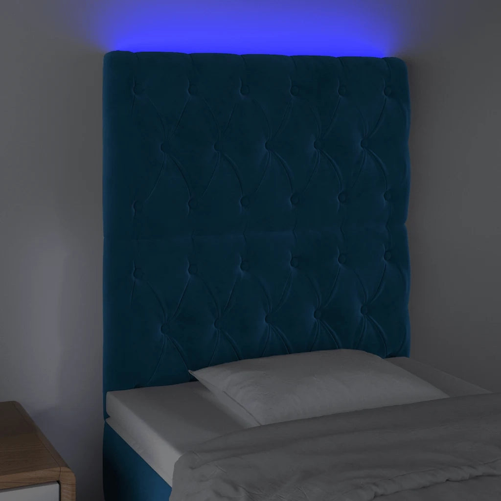 Testiera a LED-Testata con LED Blu scuro 80x7x118/128 cm in Velluto