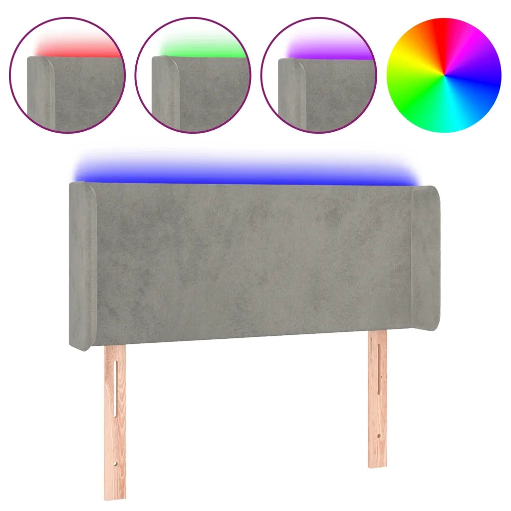 Testiera-Testata Decorativa Grigio Chiaro a LED 93x16x78/88 cm in Velluto 430763