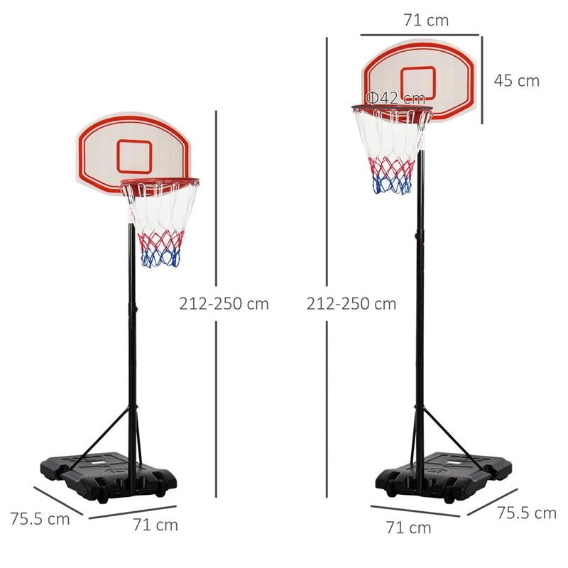 CANESTRO BASKET ALTEZZA REGOLABILE 5 LIVELLI 175 - 215 CM NERO