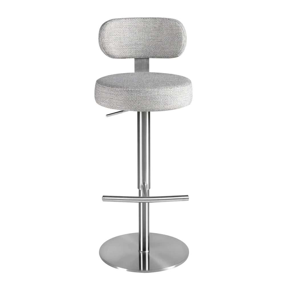 Sgabello girevole in tessuto grigio chiaro screziato