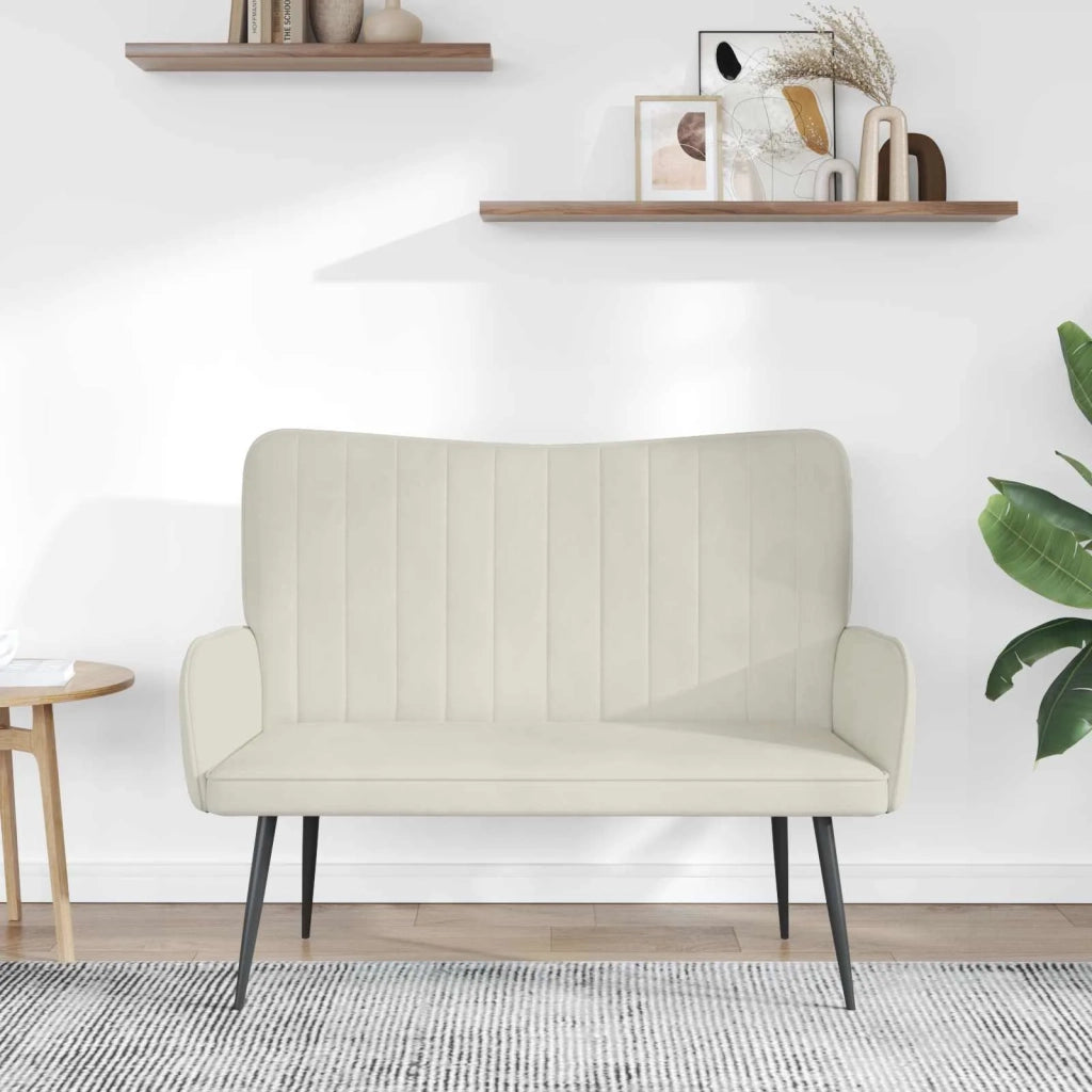 Sofa a Due Posti Crema 115 x 61 x 87 cm Velluto 42028967