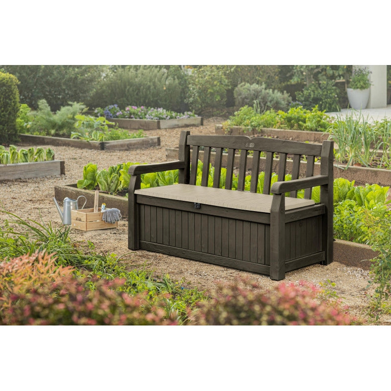 Panchina Contenitore da Esterno Eden Bench 265L con Seduta - Marrone - Keter