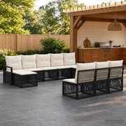 Set Divano da Giardino 10 pz Nero polyrattan 3435832