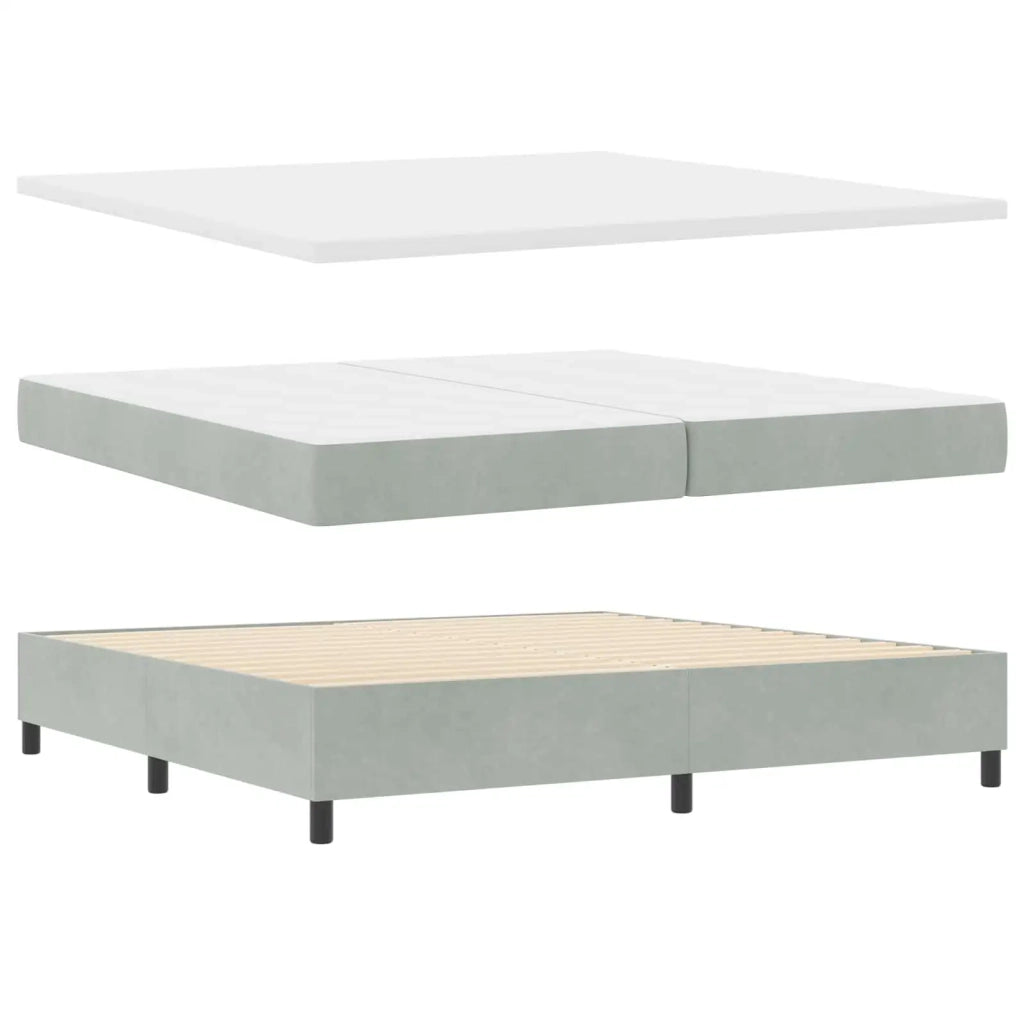 Letto a molle con materasso Grigio chiaro 200 x 200 cm Velluto